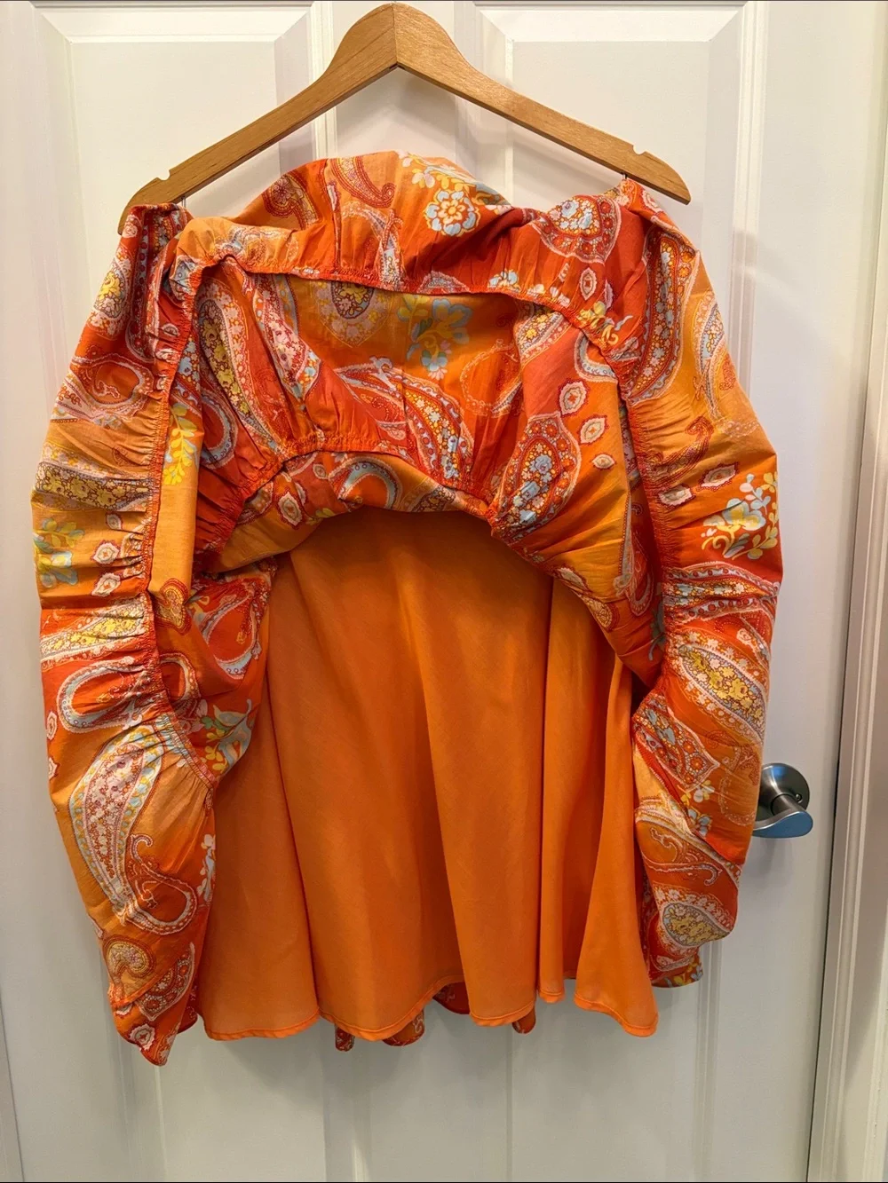 Chaps Orange Paisley Tiered A-Line Skirt Medium lined